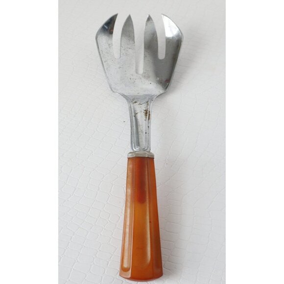 Vintage 6 Bakelite Utensil  Meat Fork Carving Knife Cake Cutter Lifter Lot I - Picture 6 of 9